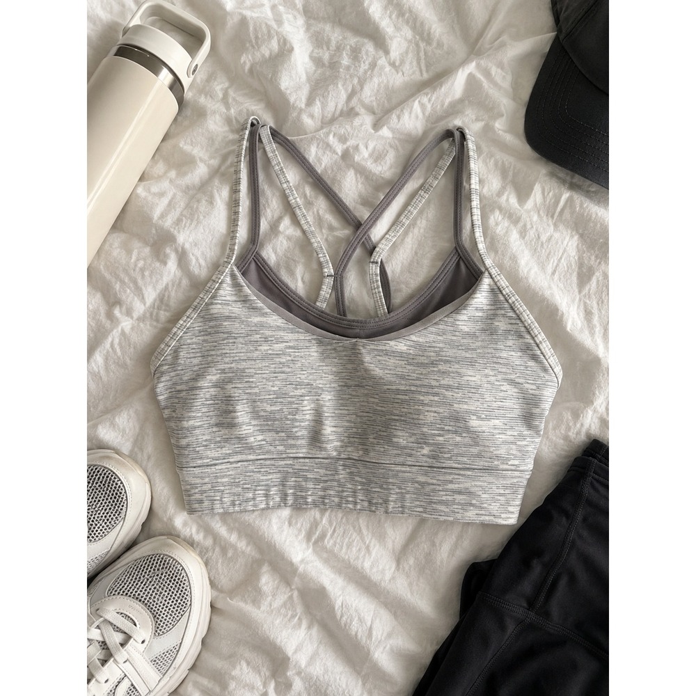 Zyia Active Gray Space Dye Strappy Double Layer Sports Bra Size Small